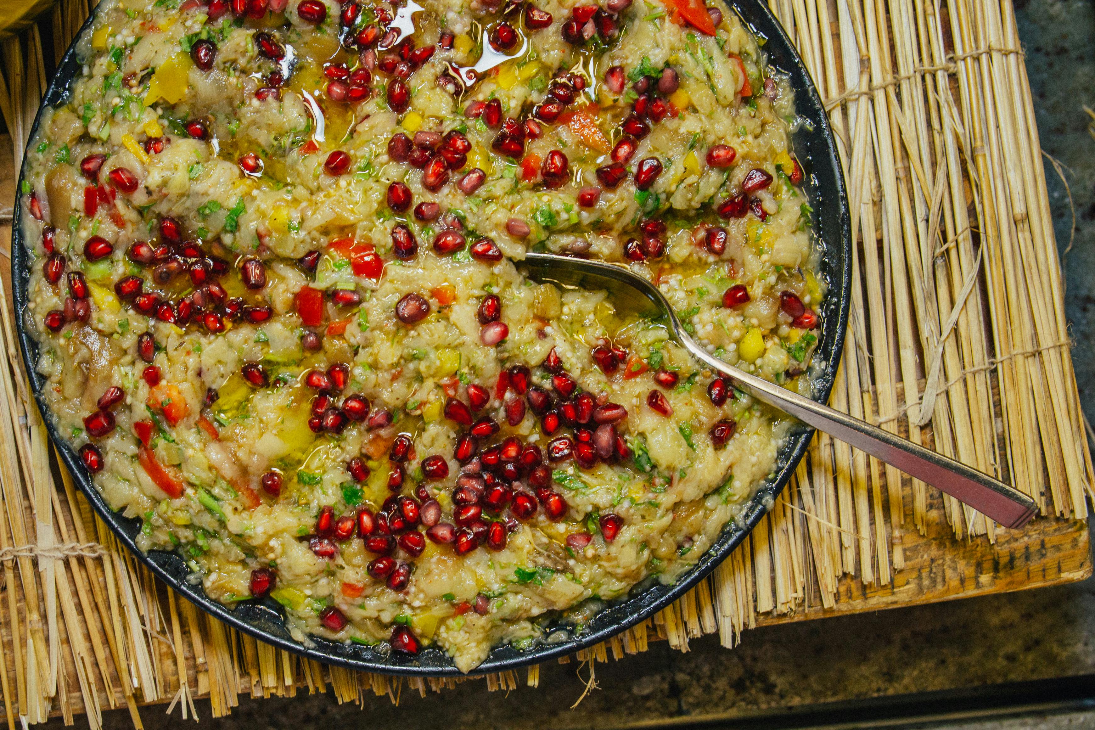 Garnishing and ​Serving the Baba Ganoush