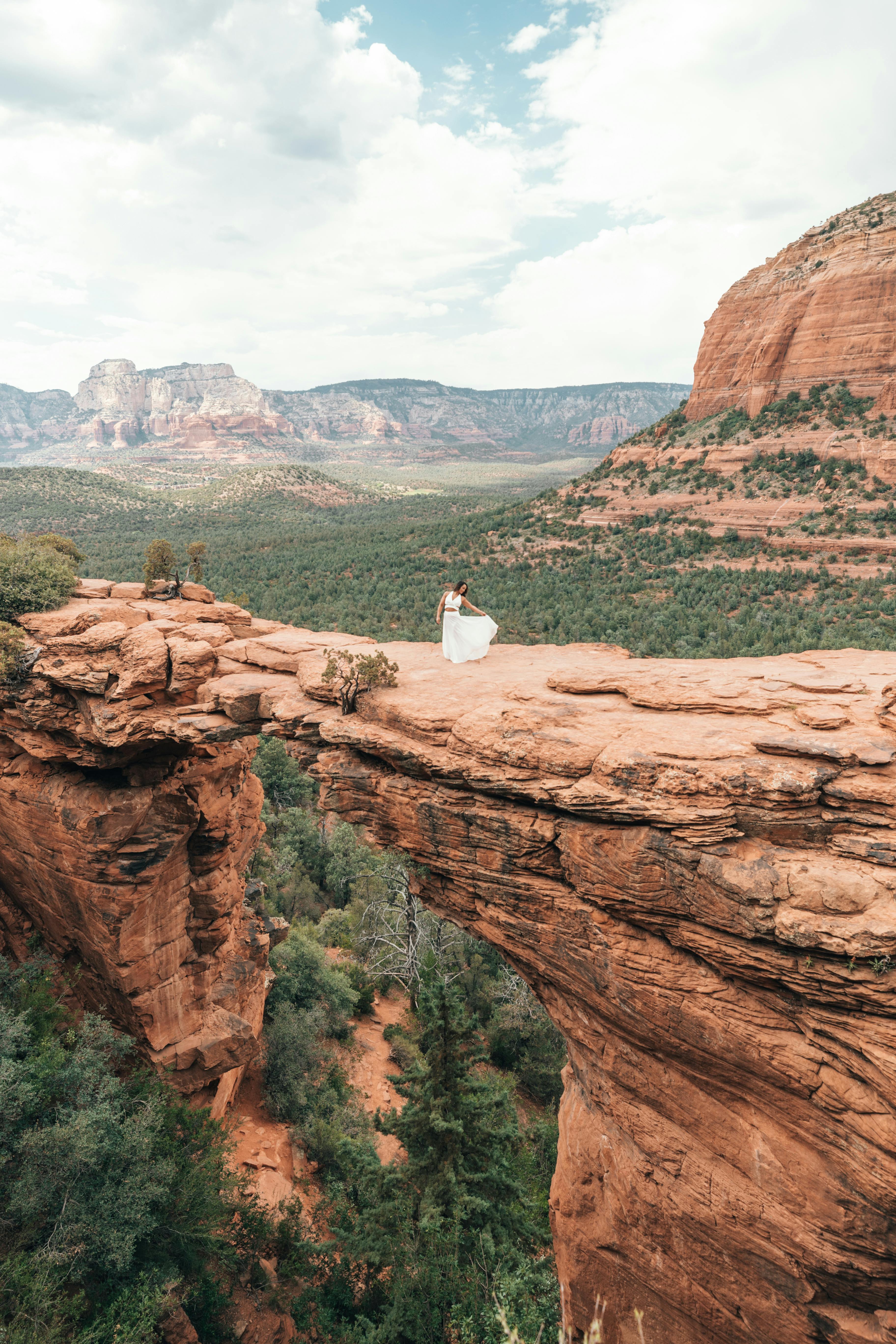 A serene moment on Devil's Bridge, capturing the scenic beauty of Sedona, Arizona.