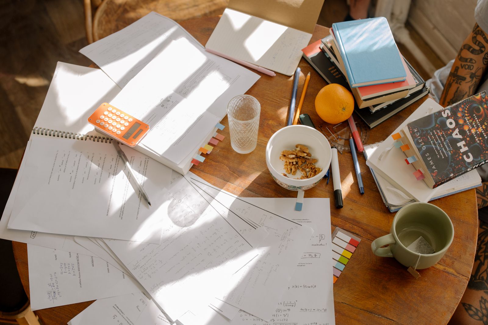 Handwritten notes and sketches in an open notebook