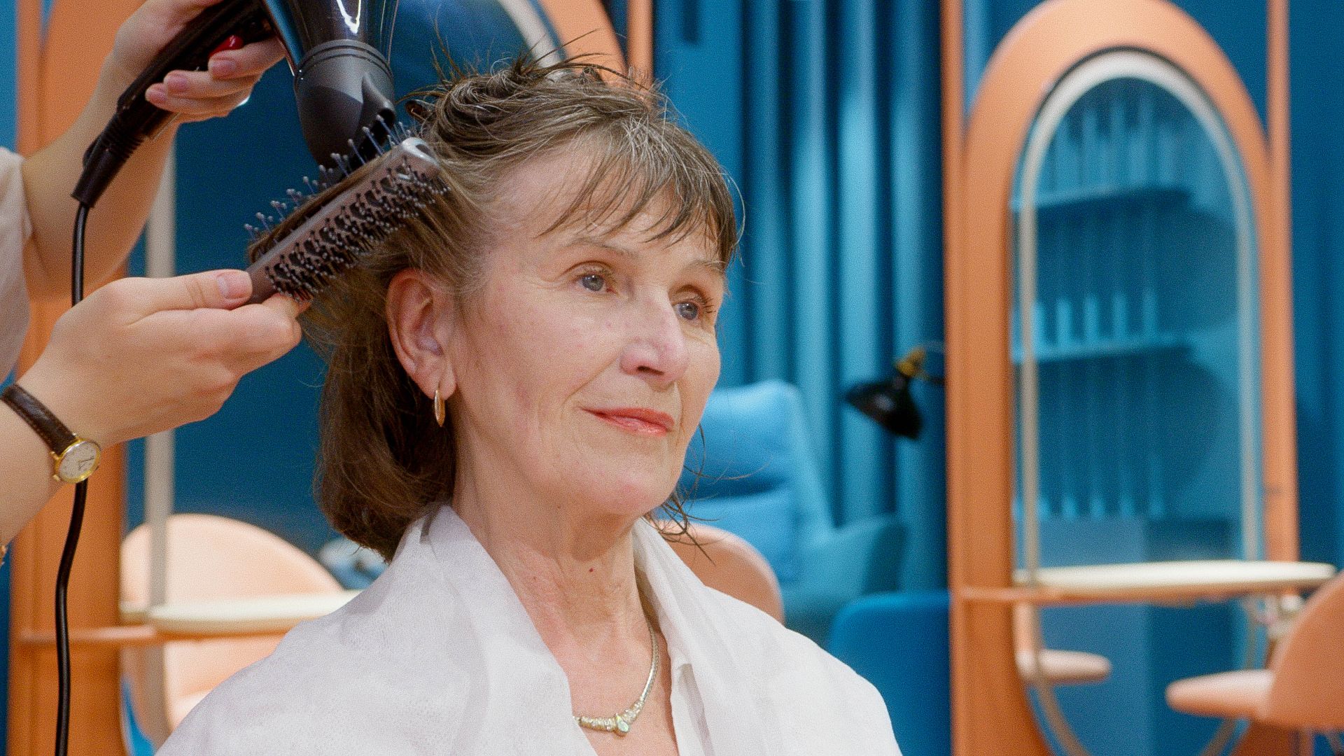 Elderly Woman Getting Her Hair Done