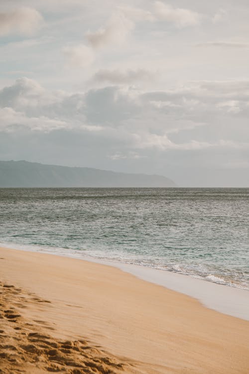 Free Photo of a Beach against a Cloudy Sky Stock Photo