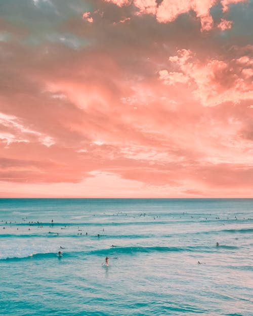 People Surfing on the Sea