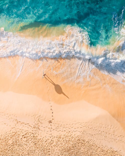 Top View of Beach and Ocean