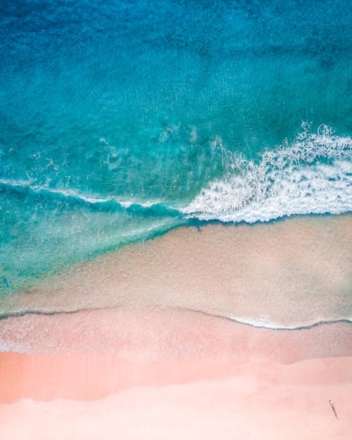 Aerial View of Turquoise and Sandy Beach