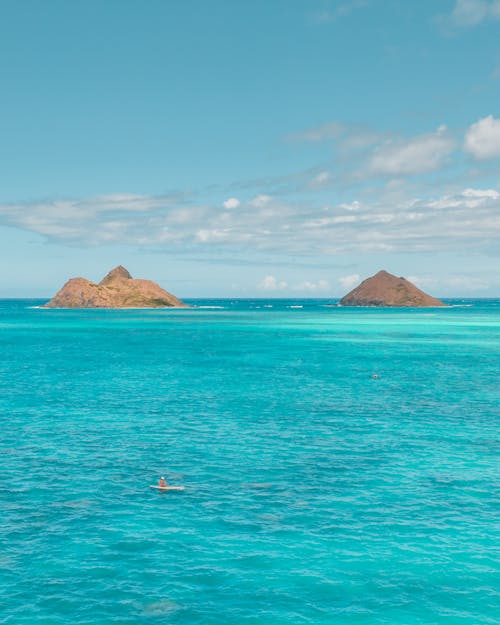 Islands on Blue Waters Under a Cloudy Sky