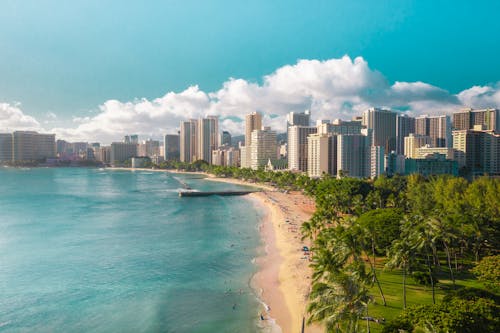 High Rise Buildings Near the Beautiful Beach