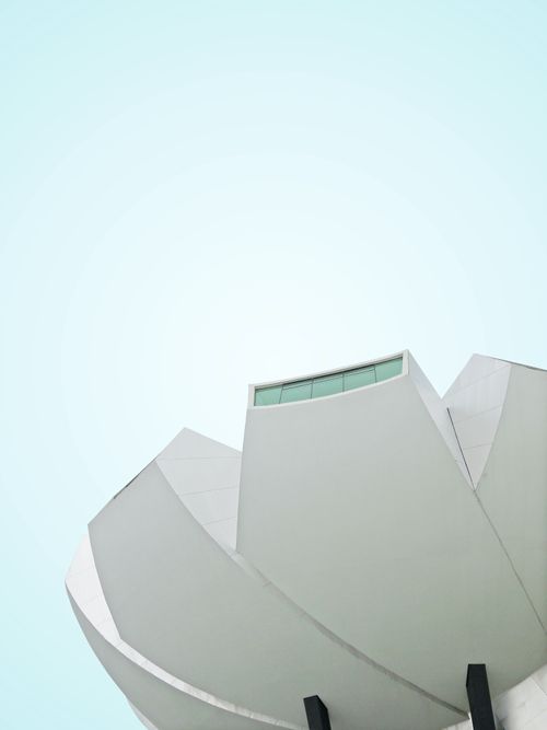 Free Low-angle shot of a lotus-inspired building against a clear sky in Singapore. Stock Photo