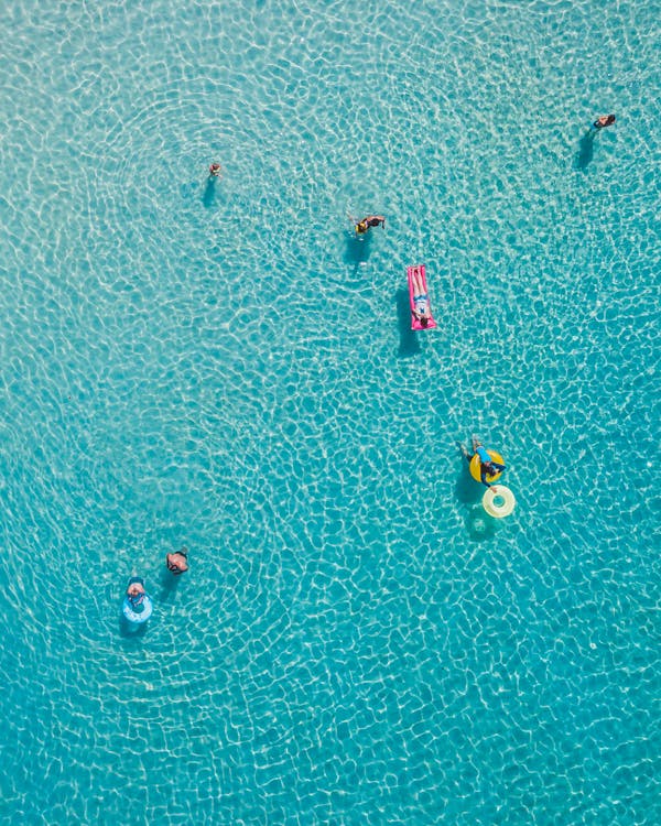 Aerial Photography of People Swimming on the Pool
