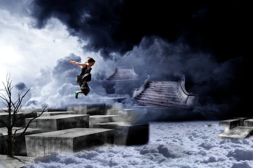 Free stock photo of cloudy sky, jump, jumping Stock Photo