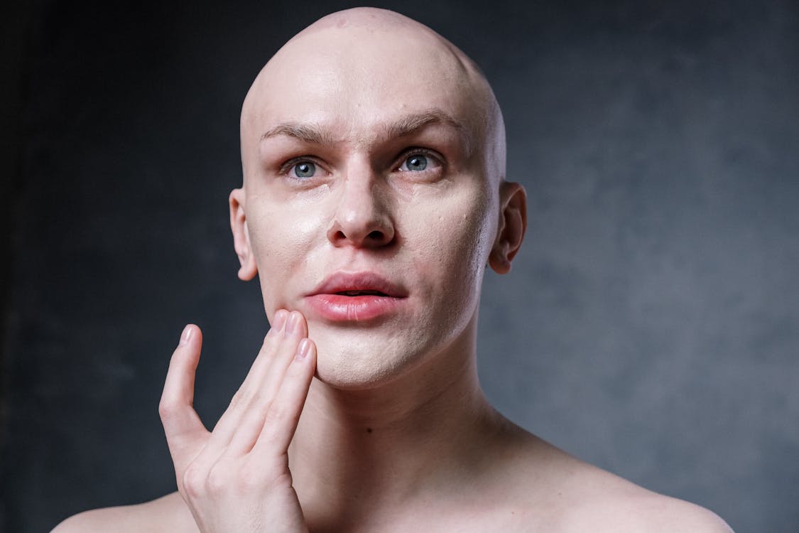 Topless Man With Red Lipstick