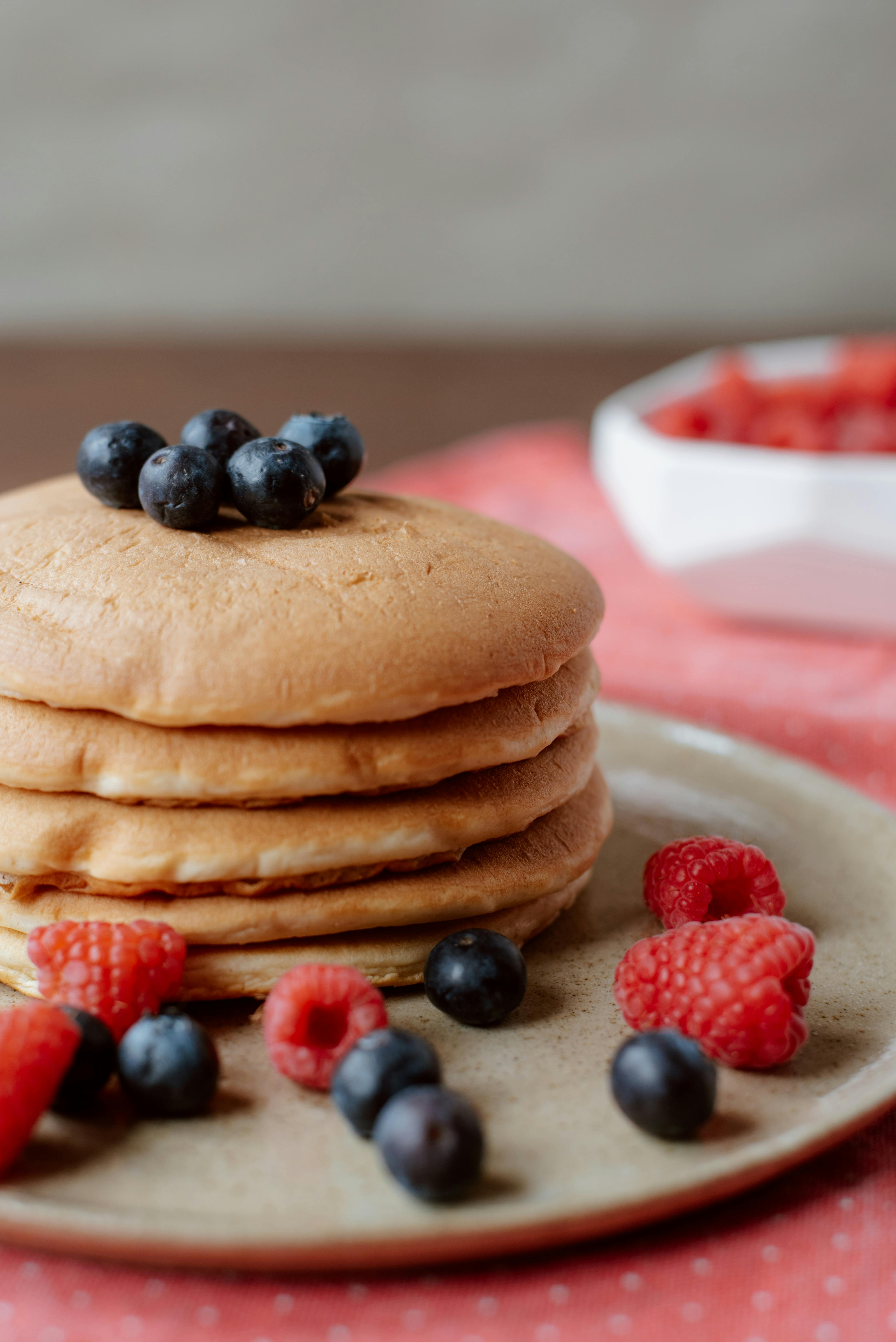 Free Pancakes With Berries on the Plate Stock Photo