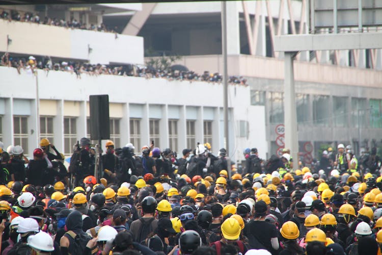 Crowd Of Workers On Mass Meeting For Rights