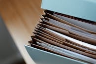 Opened folder for documents on table