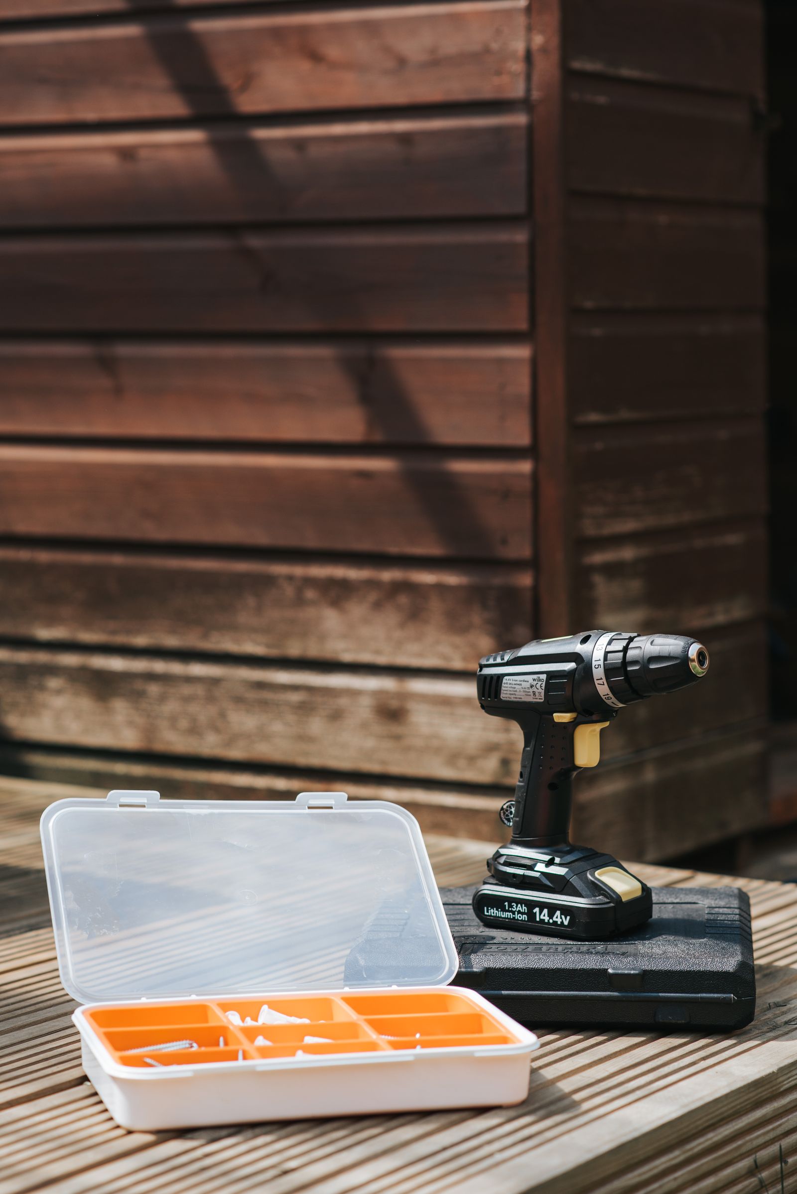 Home maintenance tools arranged for routine projects