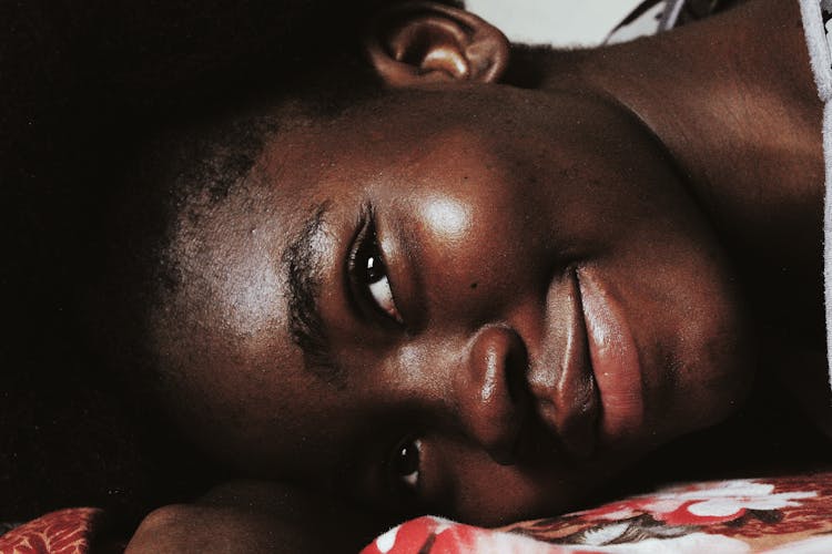 Resting African American Woman With Dark Hair