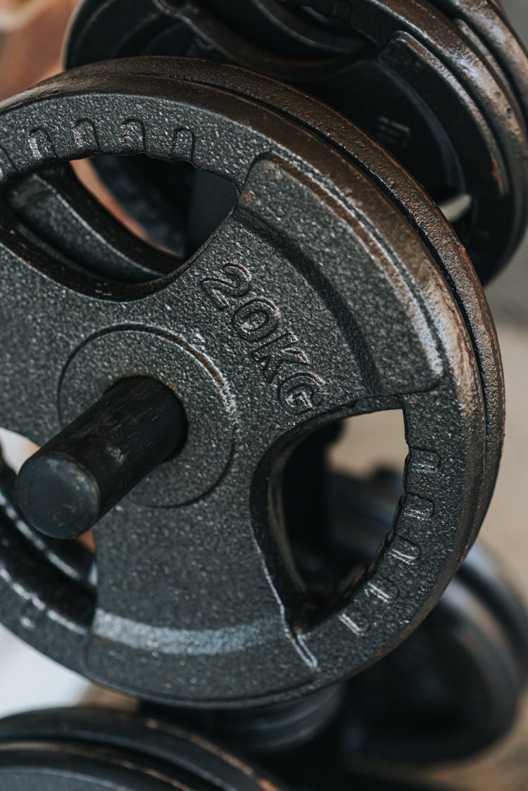 Modern Dumbbells With Shiny Black Metal Plates