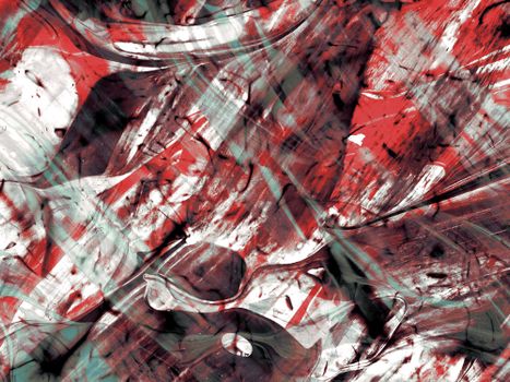 Energetic abstract art with vivid red, black, and white tones creating a lively composition.