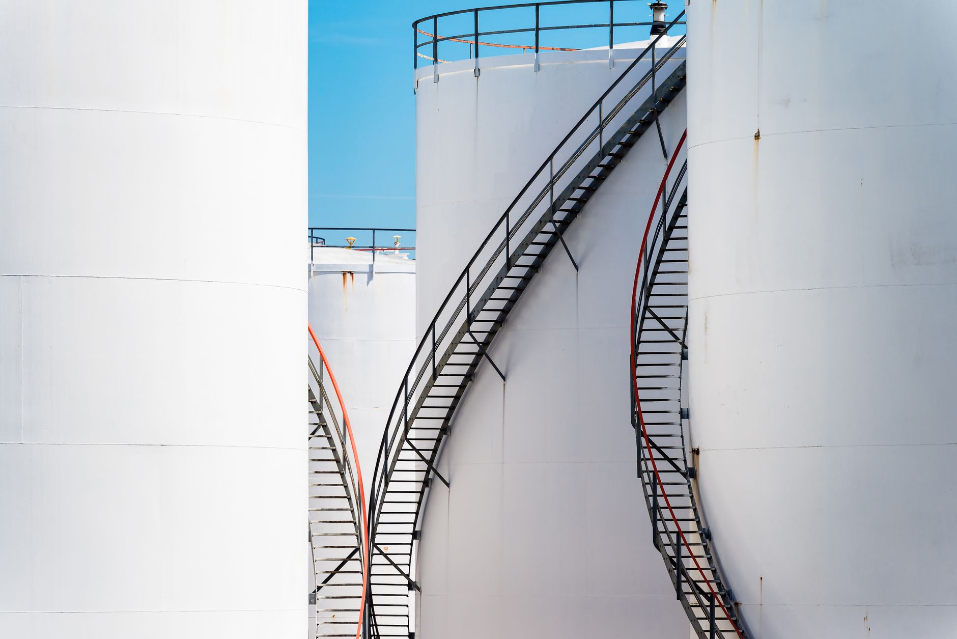 Oil storage tanks in Antwerp, a European refining and storage hub.