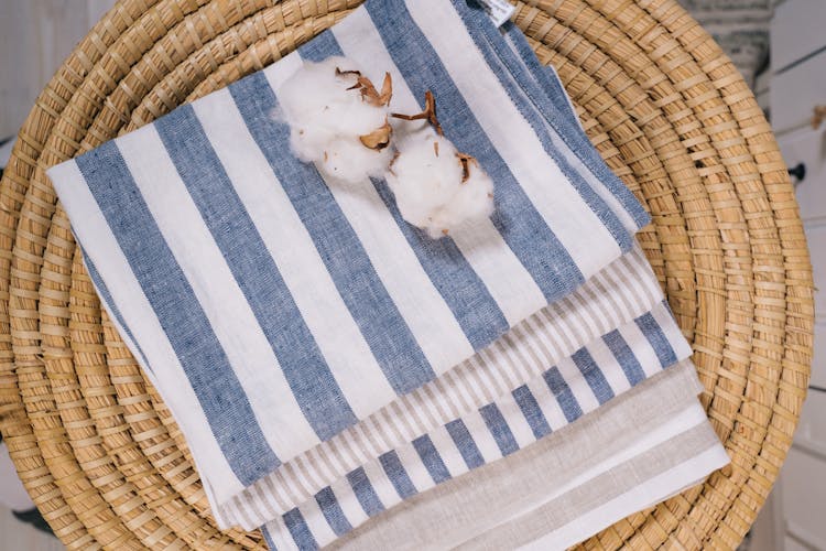 White And Blue Kitchen Towels