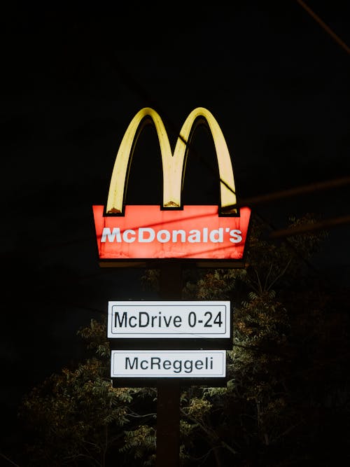 A Fast Food Signage During Night Time
