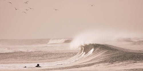 Person Surfing on Sea Waves