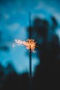 Sparkling Bengal light in park at night