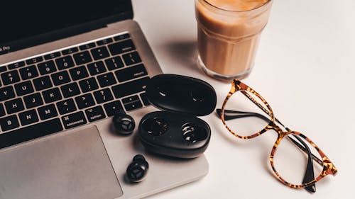 Free stock photo of desk, flatlay, glasses