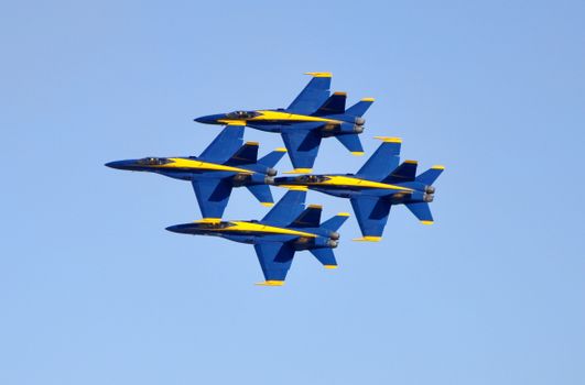 Blue and Yellow Fighter Plane Exhibition