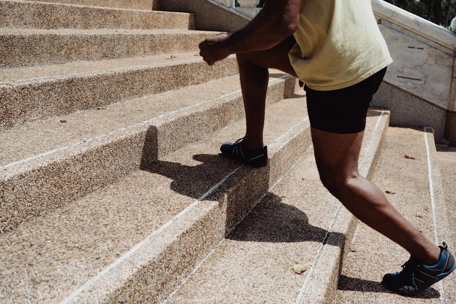 Person Skipping Steps on the Stairs