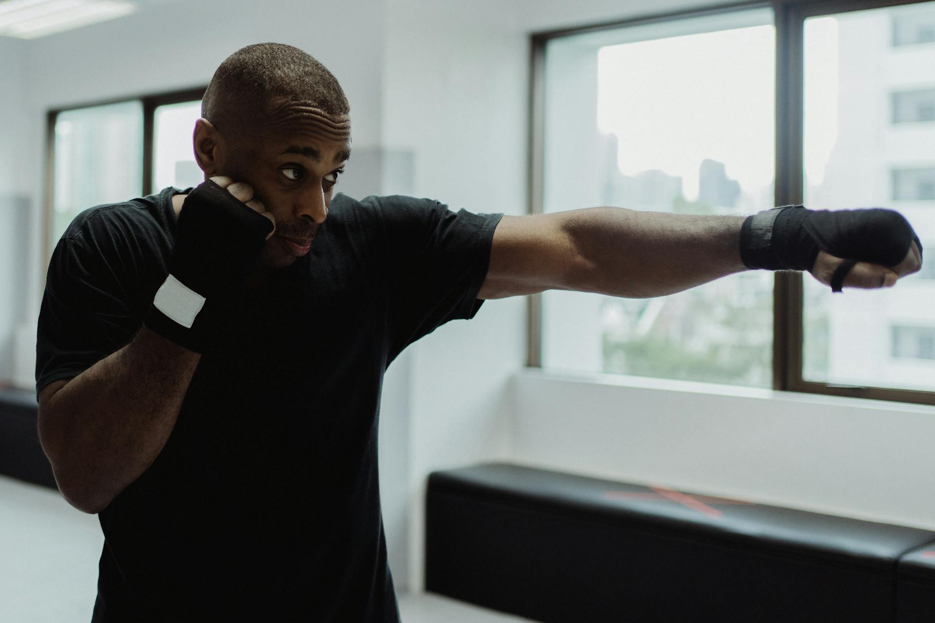 Man in Straight Punching Boxing Position