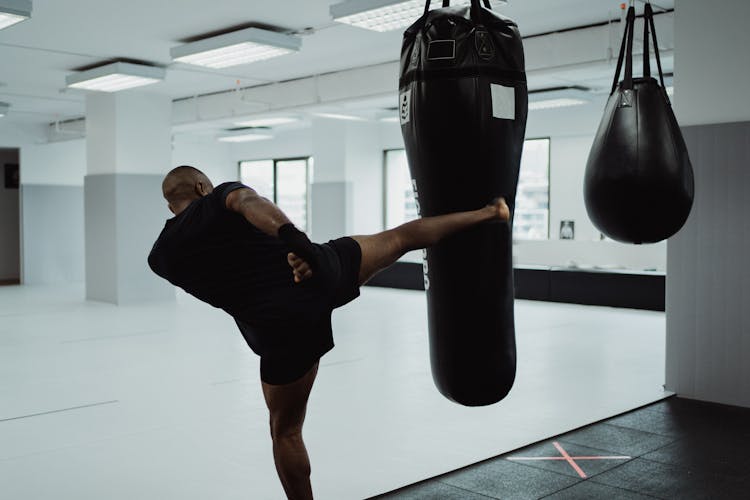 A Man Doing Kickboxing