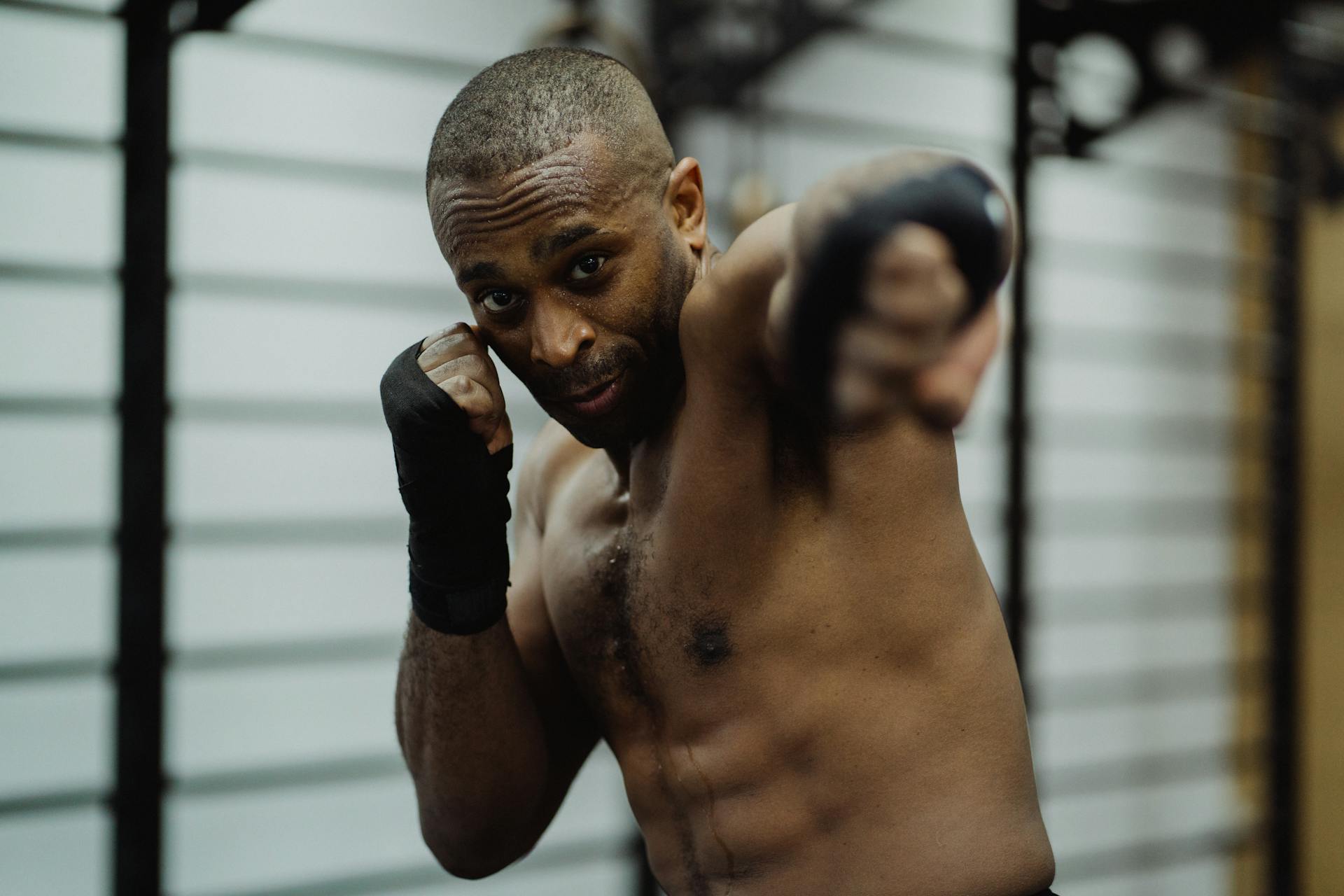 Man Doing a Boxing Training