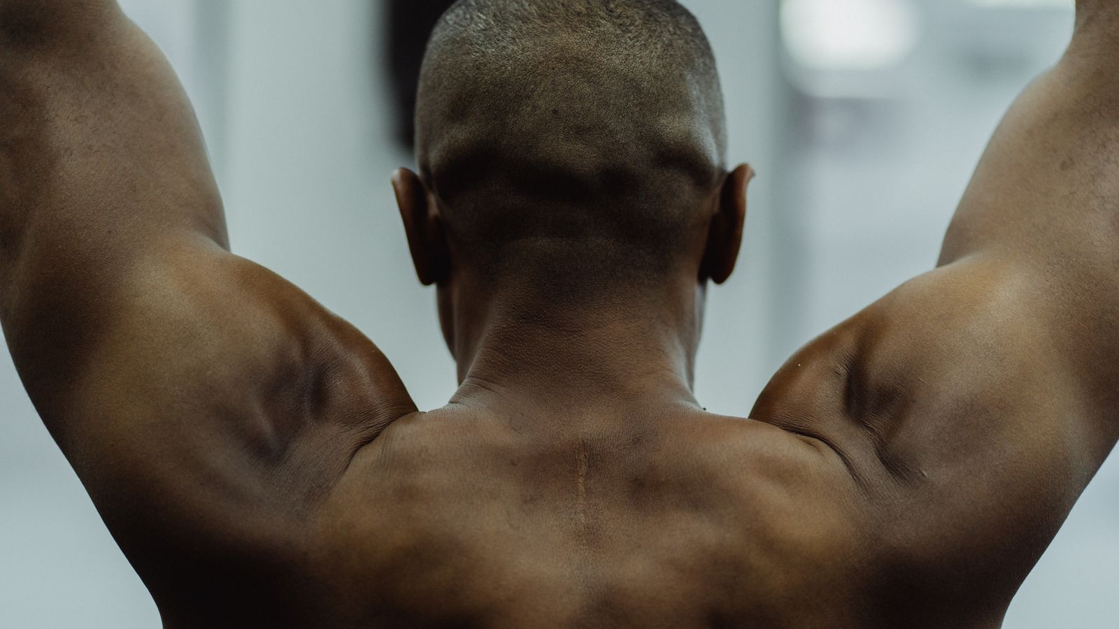 A man showing physical strength