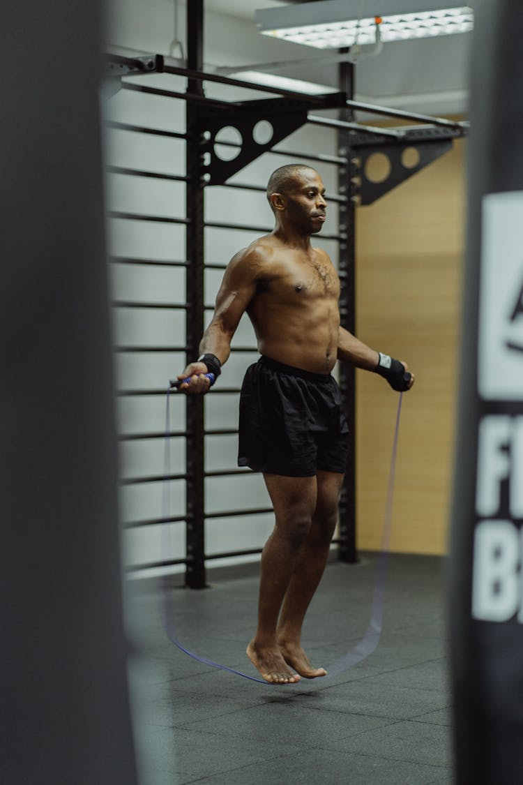 Man Skipping On Gym