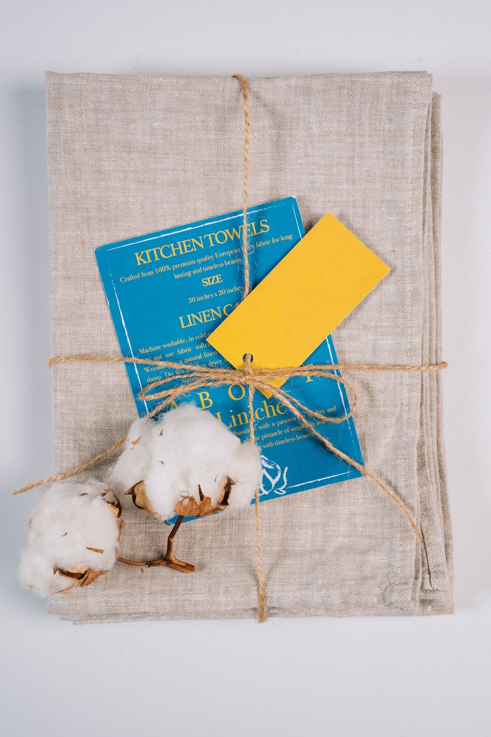 Folded linen kitchen towels