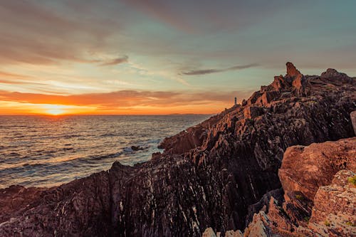 Rocky coast near rippling sea