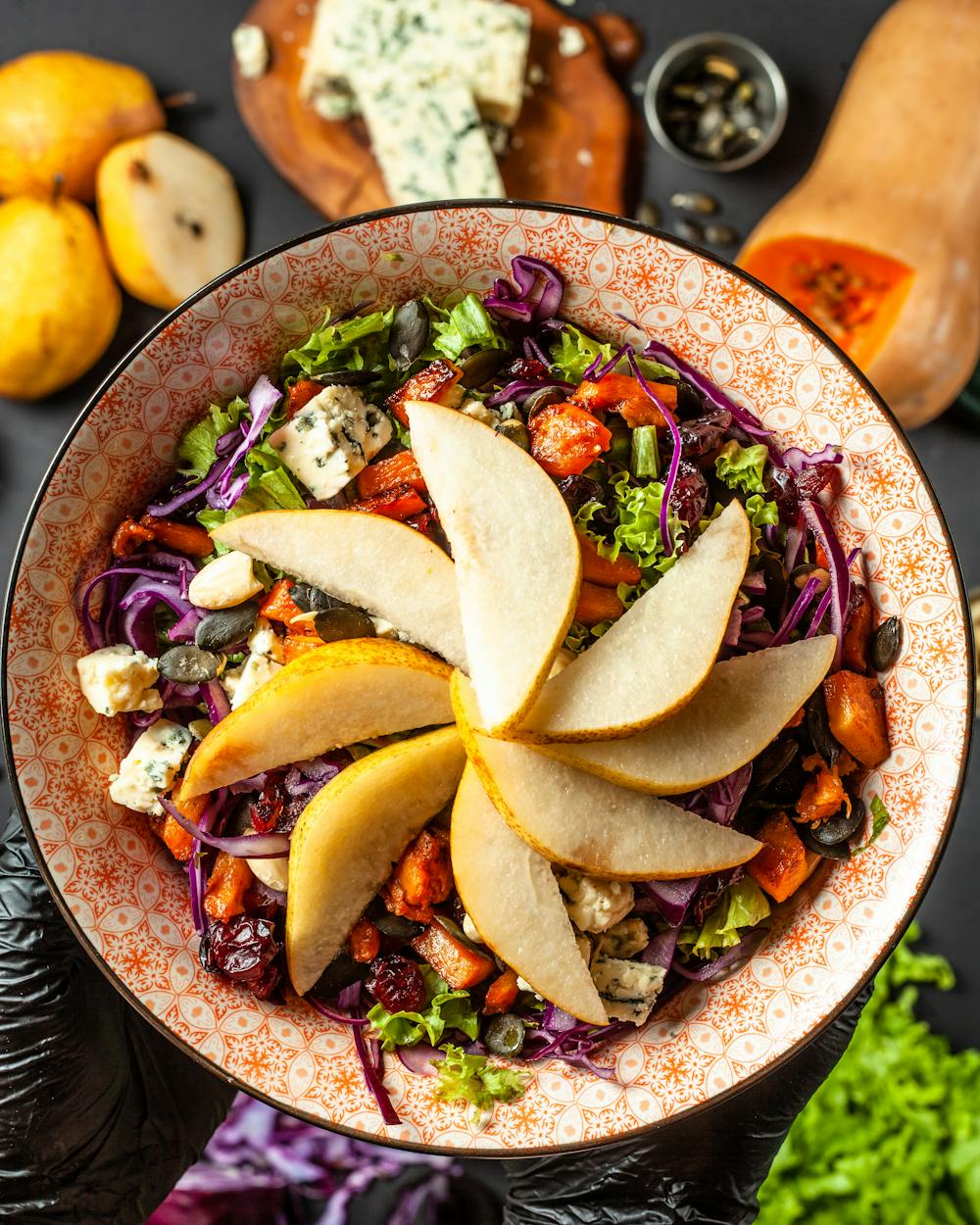 Christmas Kale Salad with Cranberries and Apples