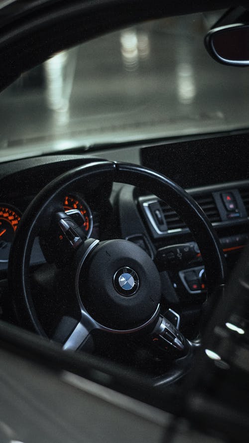 Black Bmw Car Steering Wheel