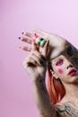 Woman With Pink Lipstick Holding Her Hair