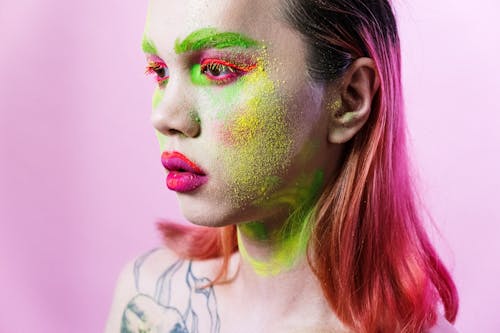 Woman With Green and Pink Hair
