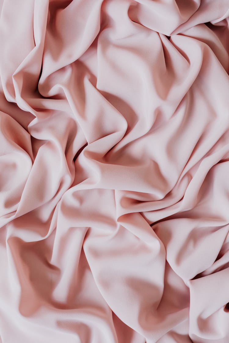 Crinkled Pink Textile In Close Up Photography