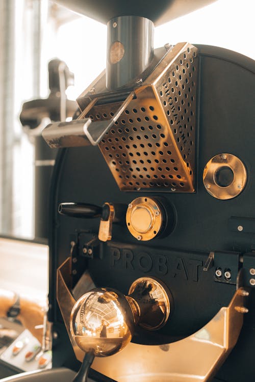 Close-up of a Machine in a Coffee Roasting Factory 