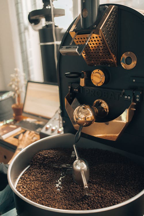 Free A Coffee Roasting Machine in a Factory  Stock Photo