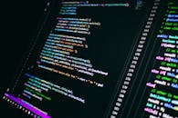 Shot of Computer Screen with Multicoloured Code