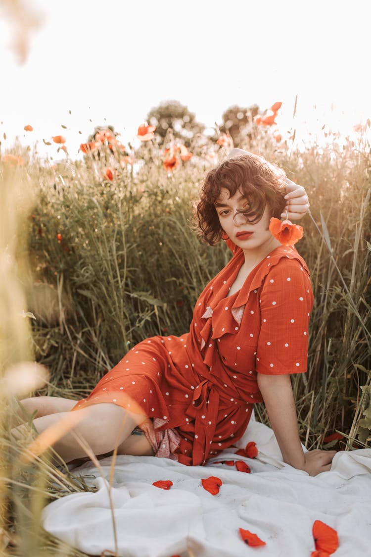 A Woman In Polka Dots Dress