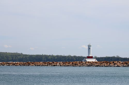Free stock photo of blue ocean, lake michigan, lighthouse Stock Photo