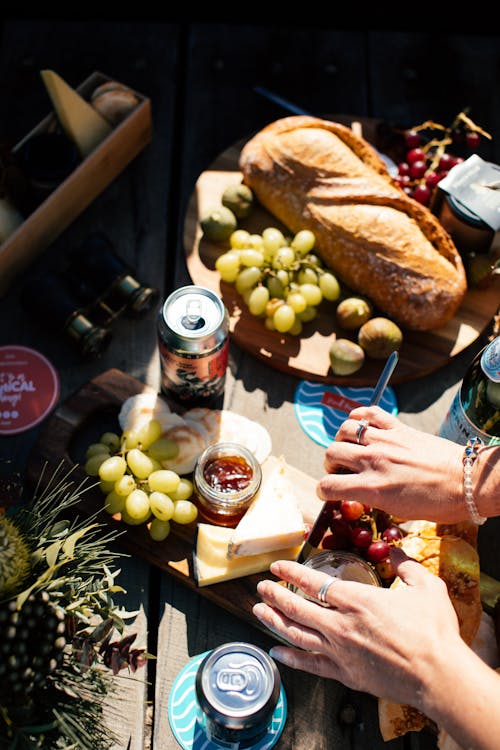 Picnic Table Filled with Food