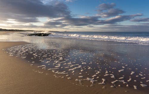 Scenic Ocean Beach against Horizon on Sunset