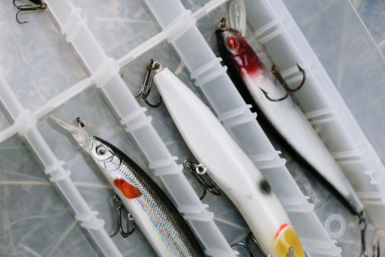 Selection of fishing lures and tackle