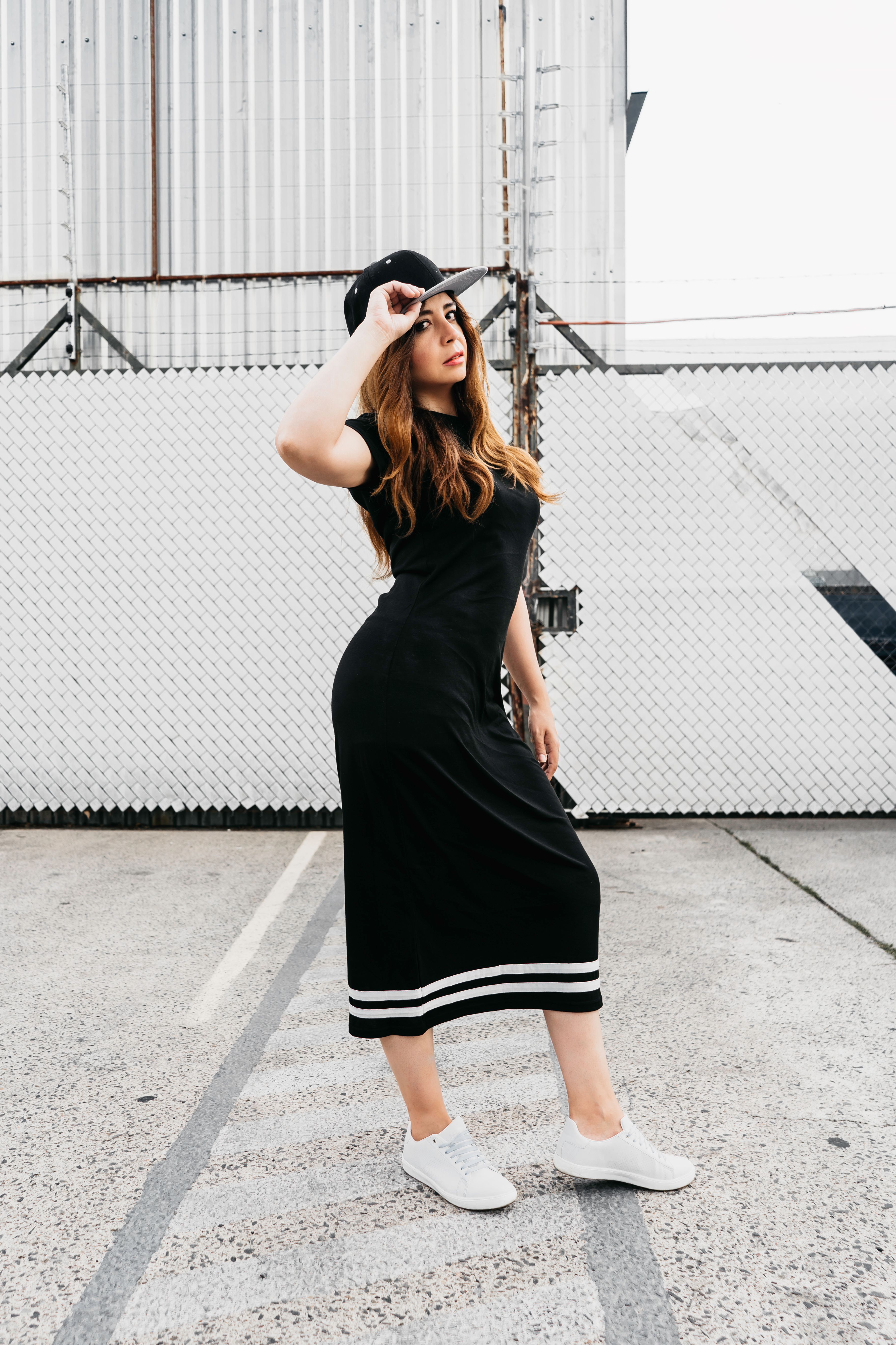 Black Maxi Dress With Sneakers Photos, Download The BEST Free Black Maxi  Dress With Sneakers Stock Photos & HD Images